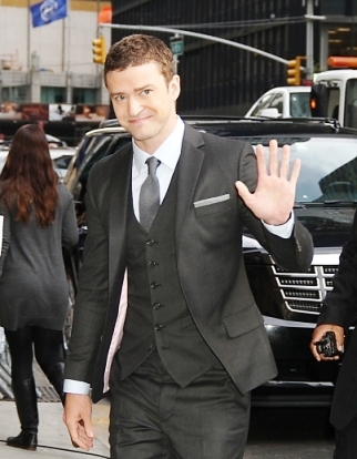 Justin Timberlake on the way to Late Show with David Letterman